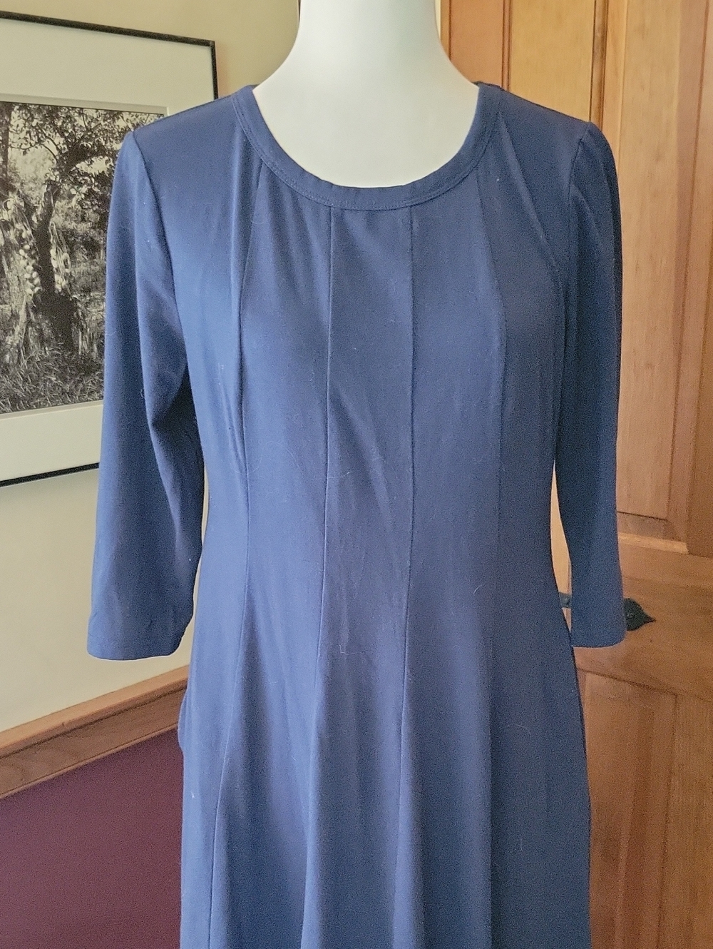 GRACE KARIN Soft Knit Navy A-line Stretch Dress